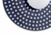 Designerski kinkiet ceramika Bolesławiec płaski talerz granatowy w kropki wyjątkowy dekoracyjny BOLL 8935 Argon x Manufaktura w Bolesławcu 